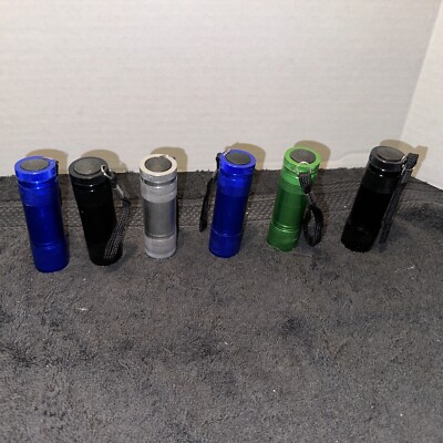 6 Flashlights Aluminum 4  And Wrist Lanyard Pocket Light Green Blue Silver Black