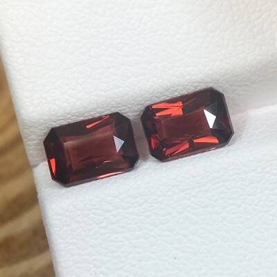 2.84ct Rhodolite Garnet Pair Natural 2pc Vivid Red Octagon Gem From Sri Lanka