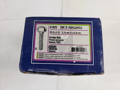 Bx/25'' Midwest Fastener 51929 Carriage Bolt 1/2-13 x 2-1/2
