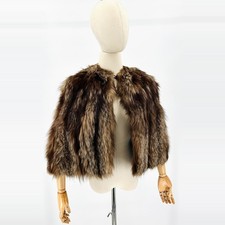 Vintage 50s Brown Genuine Fur Long Pile Glam Capelet Stole