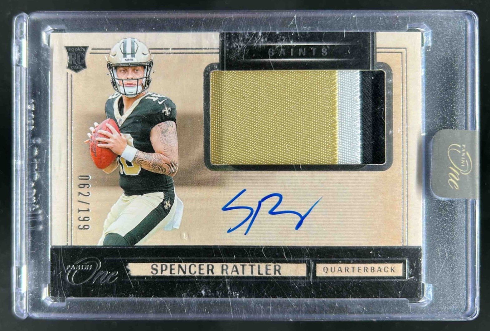 2024 Panini One Spencer Rattler Rookie Patch Auto RC Rookie #62/199 Saints