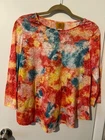 Ruby Rd. blouse women's  Floral Blouse 3/4 sleeve crewneck stretch SZ S