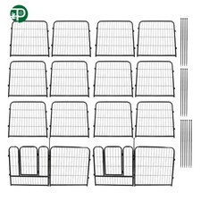 24"x24" 16 Panel Dog Playpen Heavy Duty Pet Exercise Pen Foldable Metal Indoor