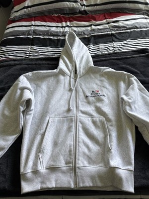 Stussy International Zip Up Hoodie Heather Grey Large | eBay