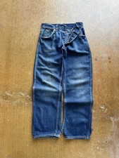 True VTG 40s Carpenter Denim Jeans Boys 24Wx25L World War 2 Donut Whole Buttons