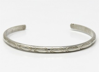 NYJEWEL Sterling Silver 4mm Wide Cuff Bracelet Inner 6"