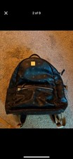 MCM Stark Medium Black Leather Backpack