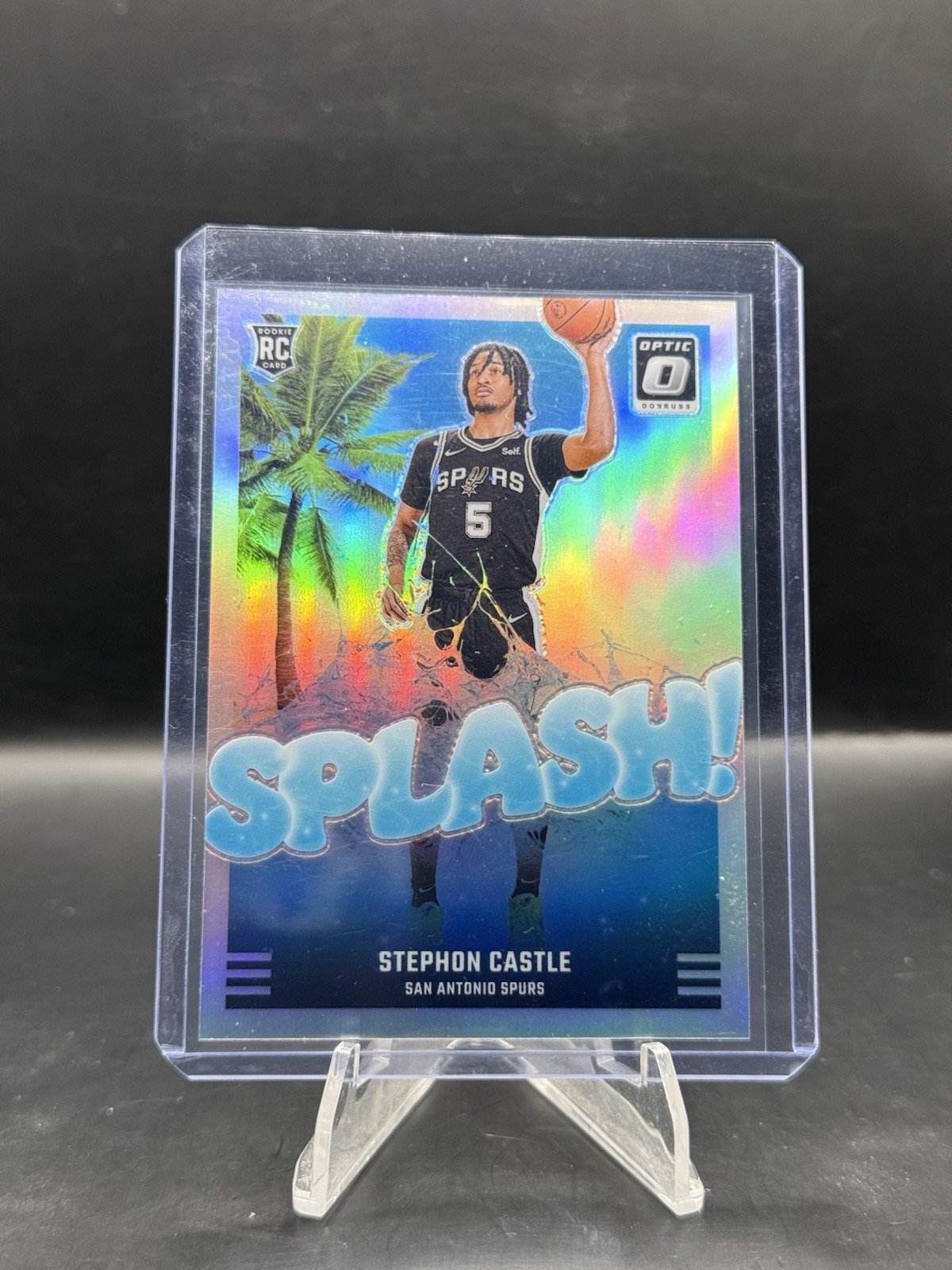 2024-25 Panini Donruss Optic Stephon Castle Splash Holo RC #14 San Antonio Spurs