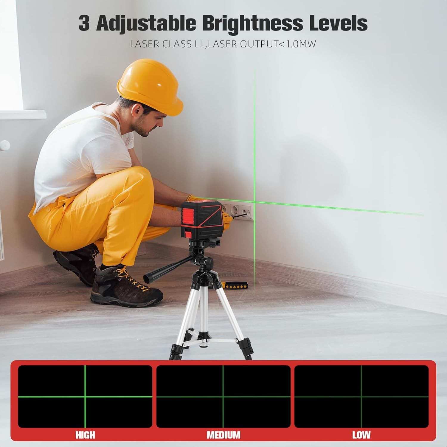 Green Laser Level with Tripod, Self-Leveling 100ft Cross Line Laser, Lazer Level