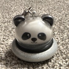 Panda Bear Animal Keychain White Black Silver Detachable Keyring Modern
