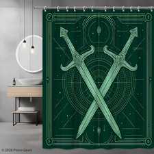 Dual Swords Graphic Shower Curtain for Home Decor