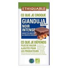 *LOT DE 3* chocolat Bio Ethiquable noir noisettes broyées intense Gianduja