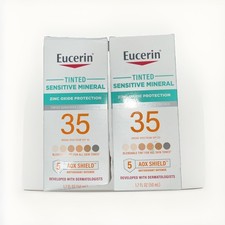 2PK Eucerin Tinted Sensitive Mineral SPF 35 Sunscreen 1.7oz Exp 10/31/26 