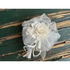 Davids Bridal Ivory Floral Feather Tulle Hair Clip Wedding Fascinator J289