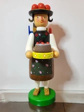 Erzgebirgische Volkskunst Black Forest Woman with Cake and Cuckoo Clocks Smoker
