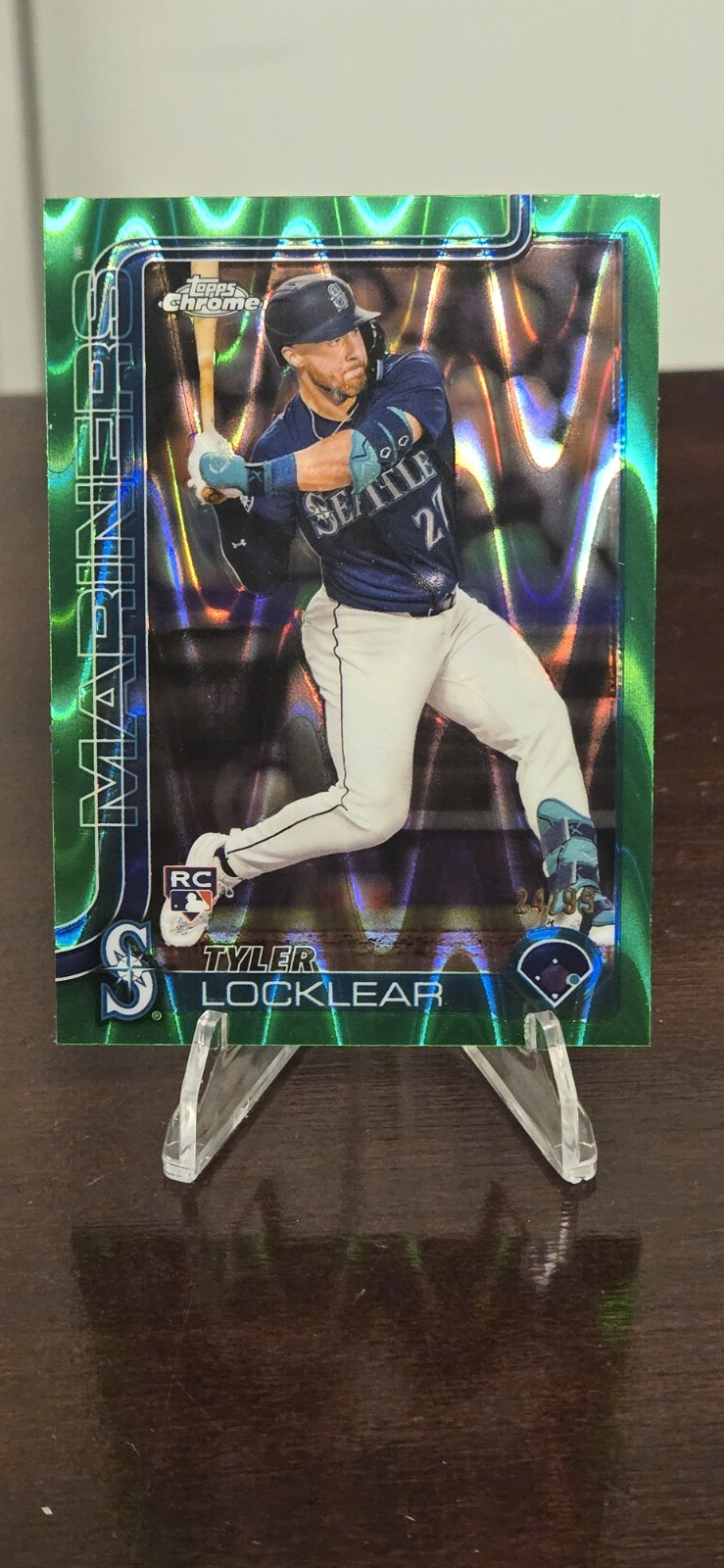 Tyler Locklear 2025 Topps Chrome Green Raywave /99 RC - #41 Seattle Mariners