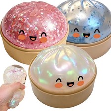 Premium Stretchy Dumpling Stress Ball   Glitter Squishy Fidget Desk Toy
