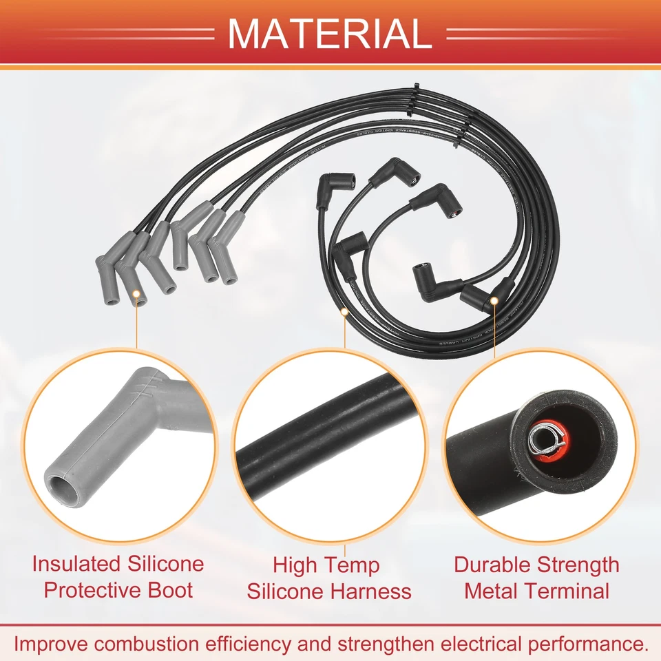 Cable de bobina de encendido de cable de bujía de 6 piezas para Ford Freestar 2004-2005 V6 3,9 L Foto 4 de 4