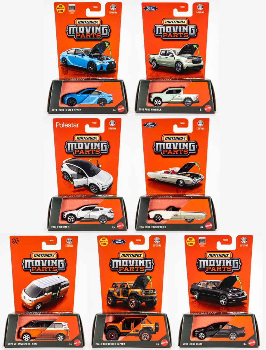 2026 Matchbox Moving Parts Mix 2 | 7-Car Set | Lexus | Ford | VW