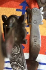 E GARCIA Western Silver inlay Spurs 