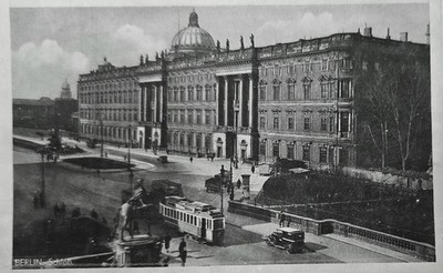 Postcard Berlin Schloss Tram 1943 old postcard