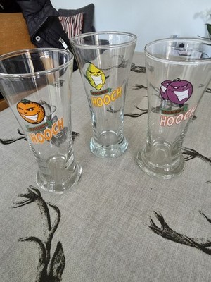 3x Vintage Hooper's Hooch Gläser Orange, Schwarze Johannisbeere & Zitrone 90er Jahre