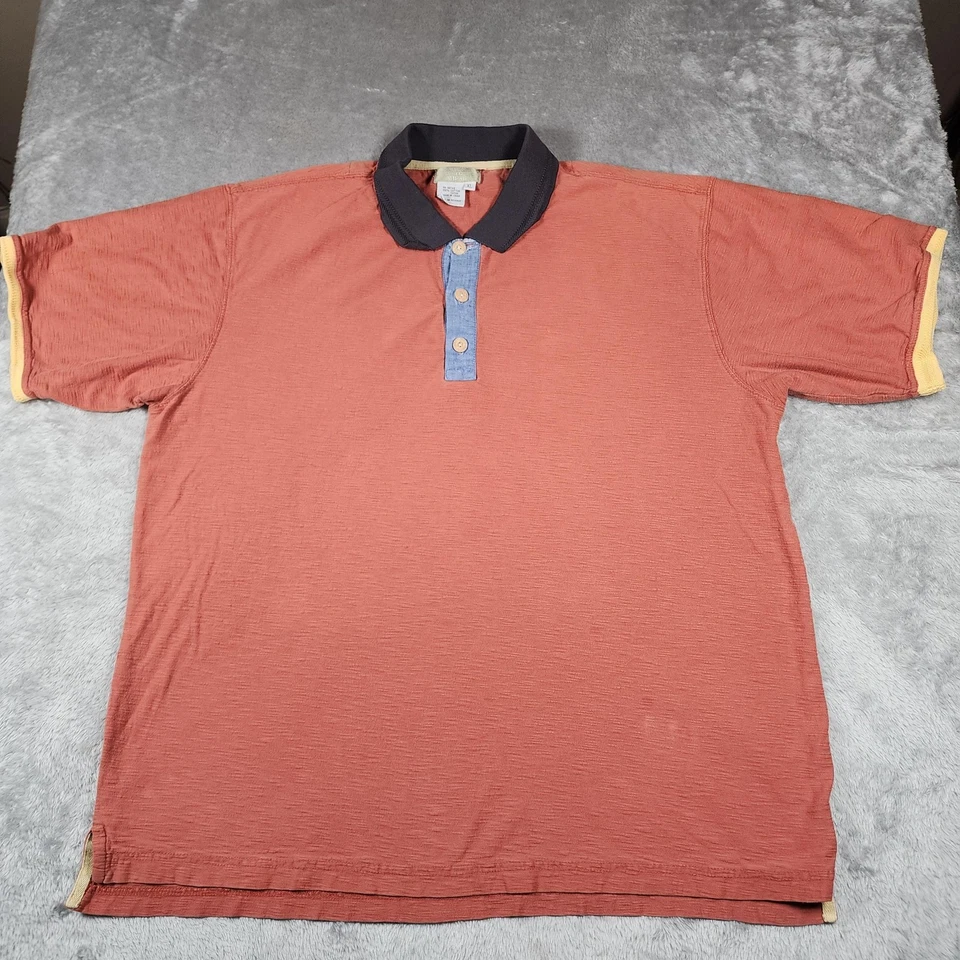 Territory Ahead Polo 衫男式 XL Rust 橙色对比领棉质休闲 — 第 2/4 张图片