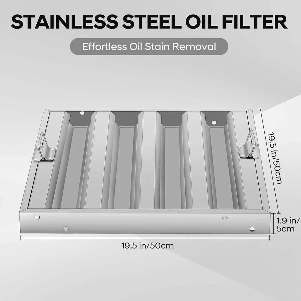 6PCS Commercial Hood Filters Stainless Steel 4 Grooves Range 19.5 x 19.5 inch - Image 2 of 4