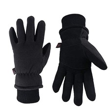Winter Gloves -30 F Cold Proof Deerskin Suede Leather Small Denim-black