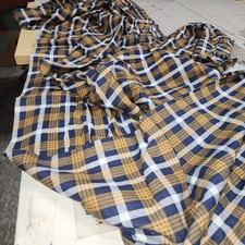 7Y8" Vintage Flannel Fabric Gold Navy Blue Plaid 46W Rare Find E