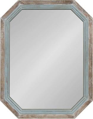 Coastal Blue & Rustic Brown Octagon Wall Mirror, 36'' X 28'', Farmhouse Accent