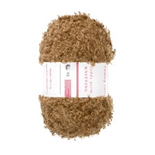 Fur Yarn Polyester Yarn Fluffy Chunky Yarn Brown for Crocheting,50m