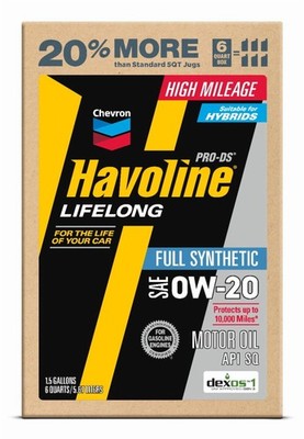Chevron Lifelong 0W-20 Full Synthetic Motor Oil 6 Quarts Smart Change Box)