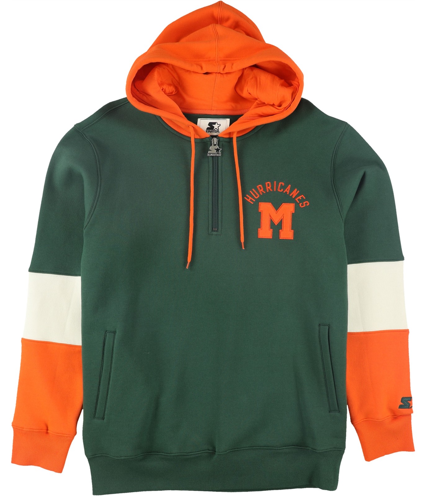 STARTER Mens University Of Miami Hoodie Sweatshirt Green Large 6990₽