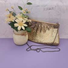 Vintage Shiny Gold Mesh Shoulder/Crossbody Evening Purse with Chain Strap, Zip