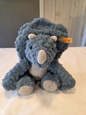 Steiff Blue Triceratops Plush Animal Yellow Ear Tag Knopf Im Ohr
