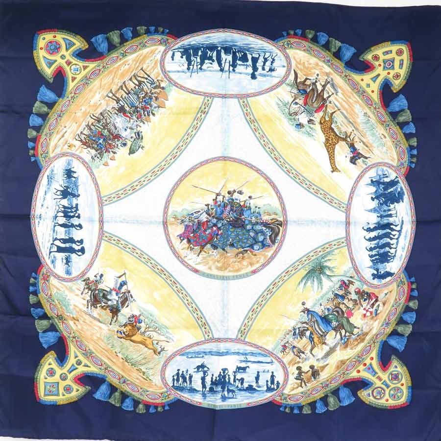 Hermes Carre 90 Silk Scarf Navy Blue E59362A r27_0710