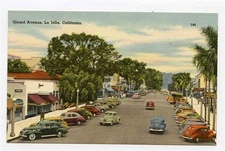 Grand Avenue Linen Postcard La Jolla California 