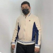 Men's Fila Cream  Navy  White Settanta Track Jacket NWT