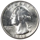 1962 D Washington Quarter BU Uncirculated Mint State 90% Silver 25c US Coin