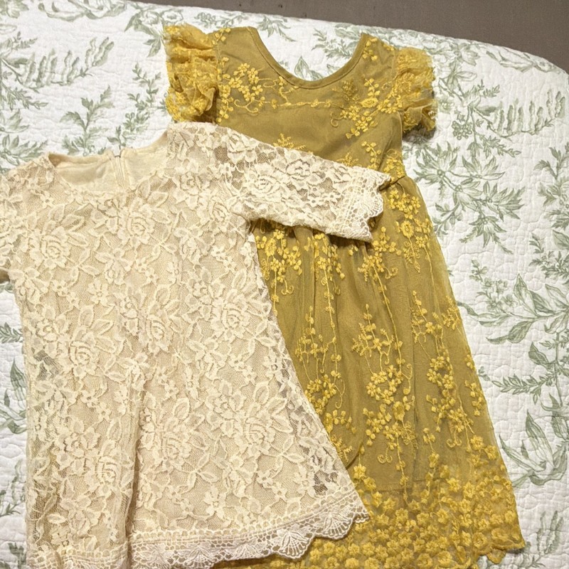 Girls Special Occasion Lace Dresses Size 2T Ivory Yellow