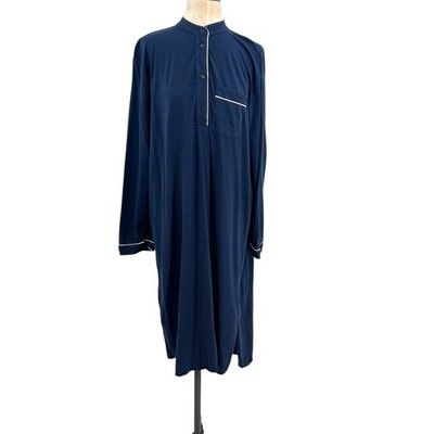 La Ligne Bonne Nuit Shirt Dress Pajama Nightgown Long Sleeve Blue Size Small