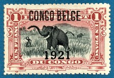 [mag966] Belgian Congo 1921 COB#91A mint VARIETY Surcharge 1921 on #46 Expertise