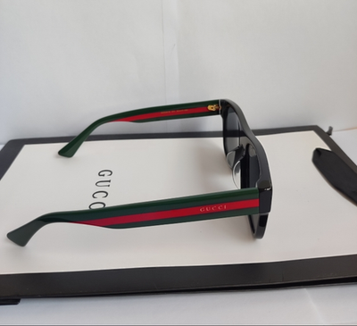 Authentic Gucci GG0340S BLACK FRONT BLACK/GREEN/RED STRIPE Gray