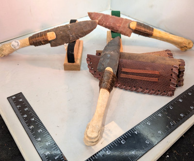 Three Indian Flint Knives Old Trading post stock Sale