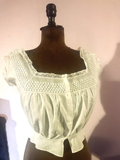 Antique ALL HAND SEWN French Edwardian Cotton Corset Cover/Camisole Sz S 4/6 VGC