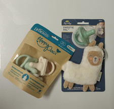 NWT 4 Infant Silicone Pacifier Bundle with Plush Llama Pacifier Holder 0-6M 