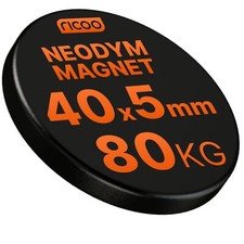 Neodym Starker Magnet Dauermagnet Hebemagnet EPOXY SCHWARZ D40xH5 40x5mm N45 