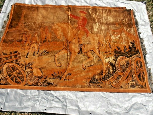 HUGE Antique Tapestry wall hanging Revolutionary War 76" x 50" - Afbeelding 1 van 9