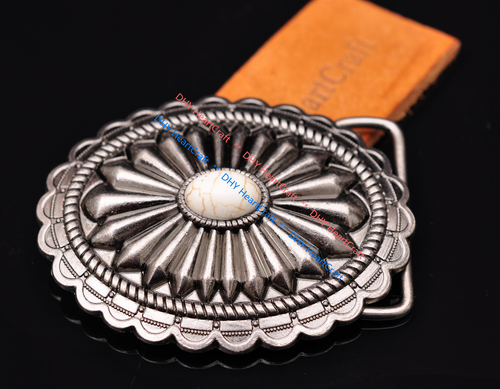 Hebilla de cinturón turquesa retro plateada American Tribal para hombre vaquero se adapta a correa de 40 mm - Imagen 3 de 10